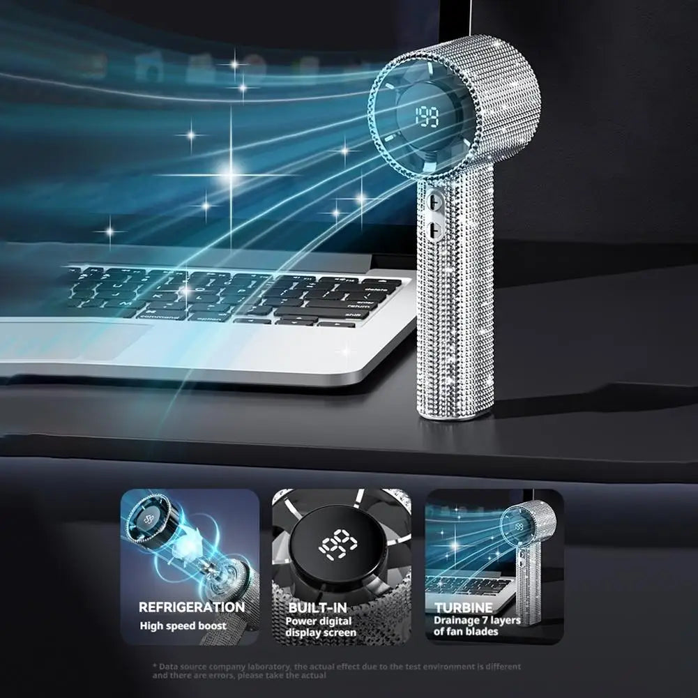 Mini Portable Fan Small and Powerful Cute Design LED Personal Fan Handheld Display