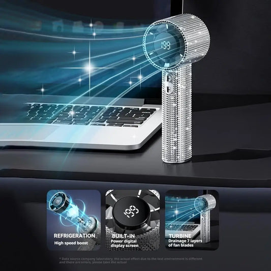Mini Portable Fan Small and Powerful Cute Design LED Personal Fan Handheld Display