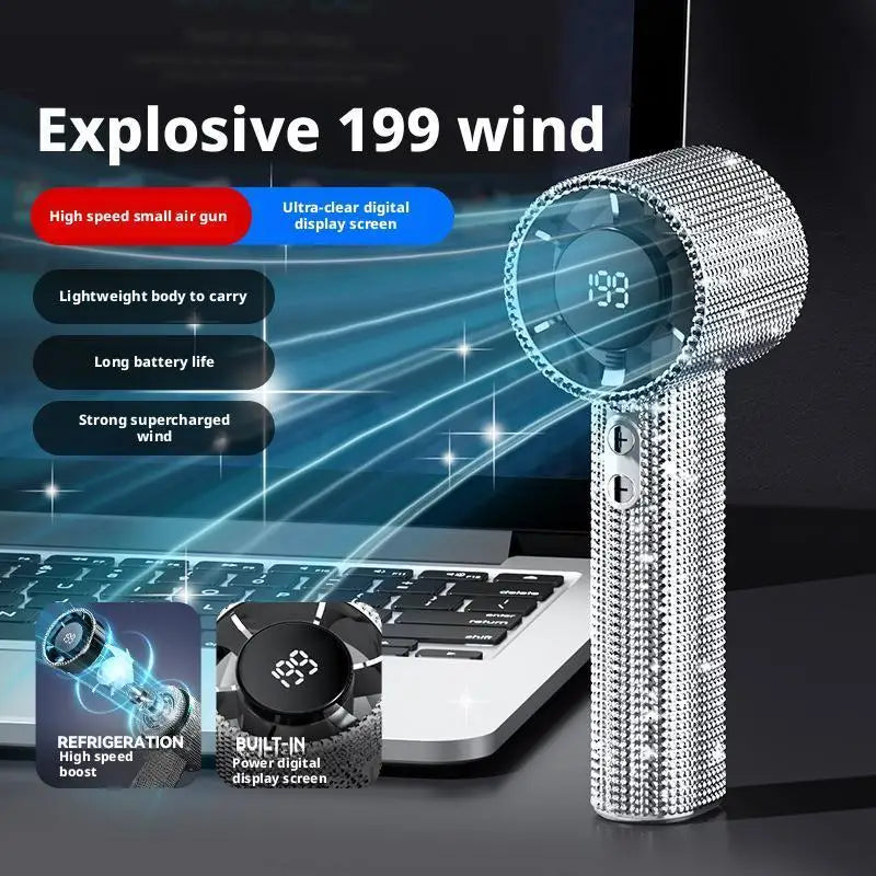 Mini Portable Fan Small and Powerful Cute Design LED Personal Fan Handheld Display